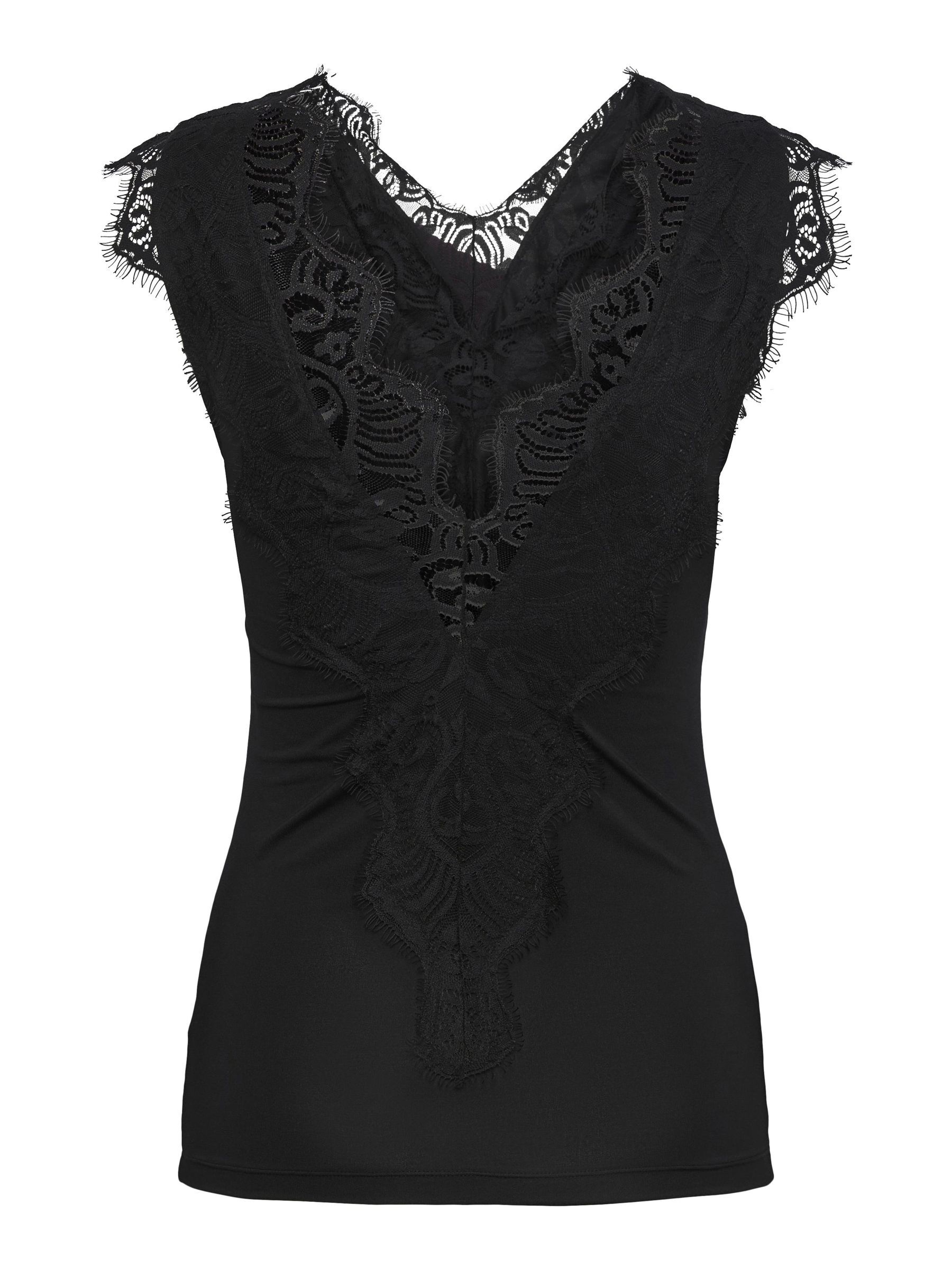 LACE TRIM SLEEVELESS TOP Black PIECES France