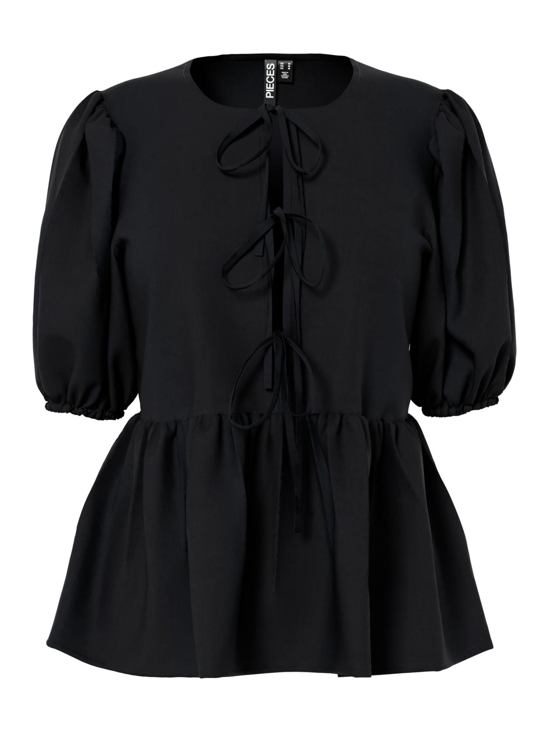Carousel image - PCJOLLY TIE PUFF SLEEVED TOP, Black | 6