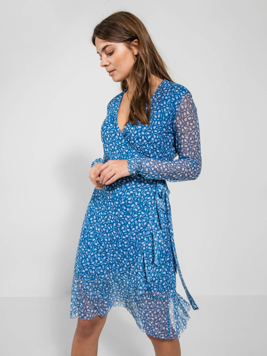 Pieces PRINTED WRAP DRESS, French Blue, highres - 17089876_FrenchBlue_628132_003.jpg