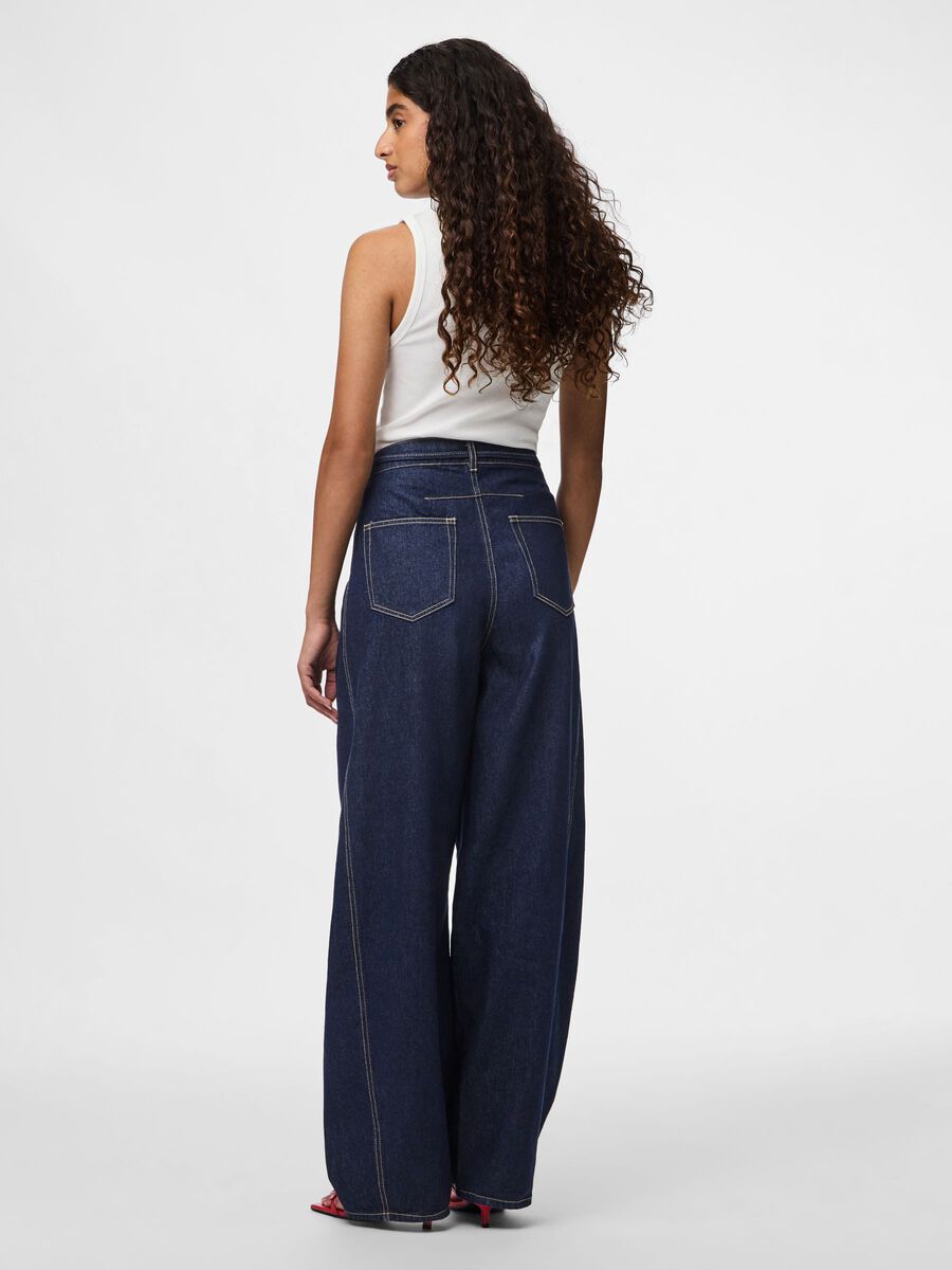 Carousel image - PCFENNA TIE BARREL FIT JEANS, Dark Blue Denim | 2