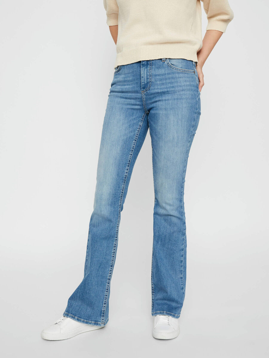 Pieces MID WAIST SLENGBUKSER, Light Blue Denim, highres - 17104850_LightBlueDenim_003.jpg