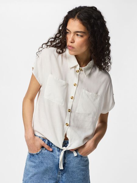 Pieces PCPIA LINEN BLEND SHORT SLEEVED SHIRT, Bright White, highres - 17154736_BrightWhite_1265658_003.jpg