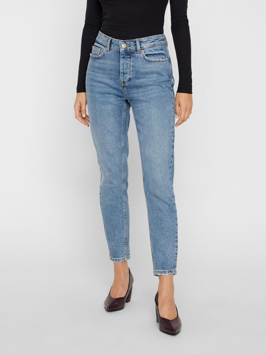 Pieces MID-WAIST CROPPED JEANS, Light Blue Denim, highres - 17100809_LightBlueDenim_003.jpg