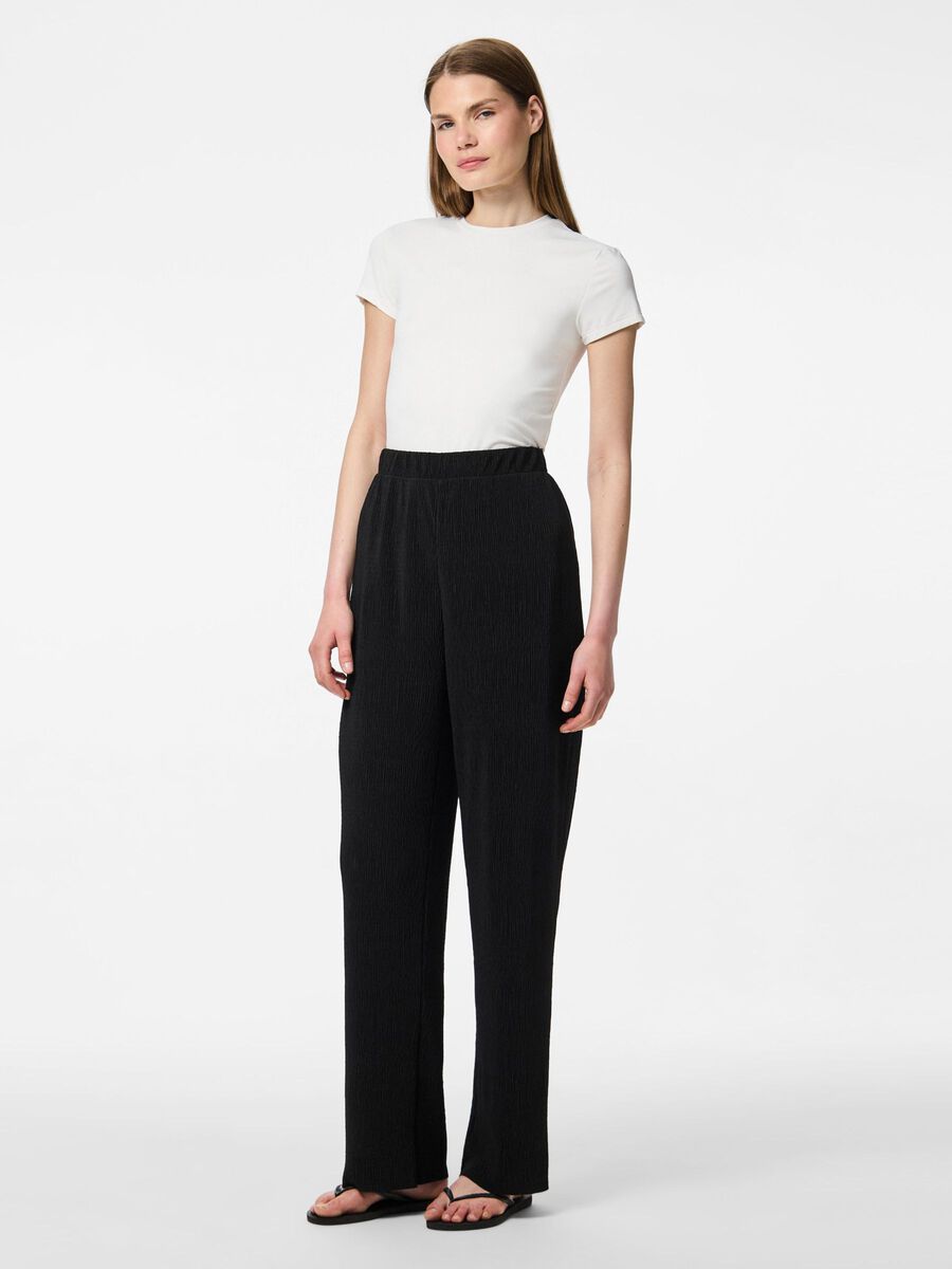 Pieces PCFLORA HW WIDE-LEG TROUSERS, Black, highres - 17155400_Black_005.jpg