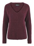 Pieces V-NECK KNITTED PULLOVER, Grape Wine, highres - 17114251_GrapeWine_001.jpg