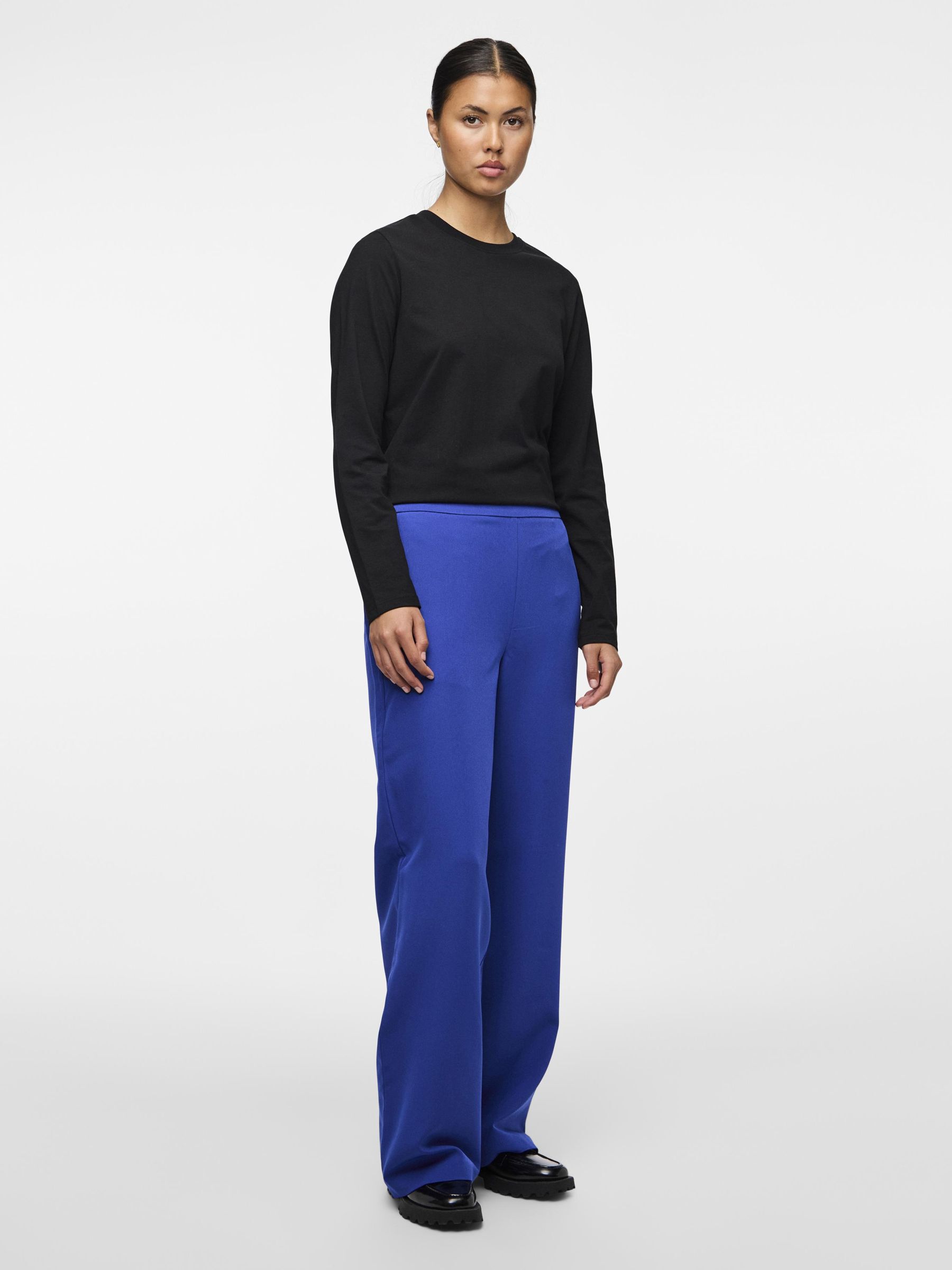 PCBOZZY WIDE-LEG TROUSERS | Blue | PIECES® UK