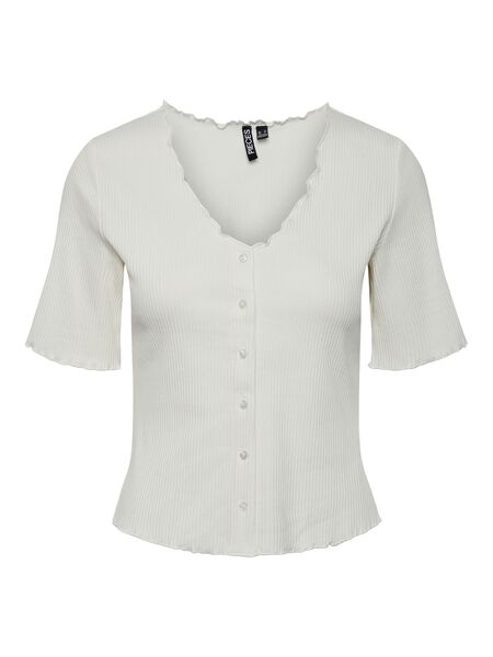 Pieces PCNUKISA SHORT SLEEVED TOP, Cloud Dancer, highres - 17132073_CloudDancer_001.jpg