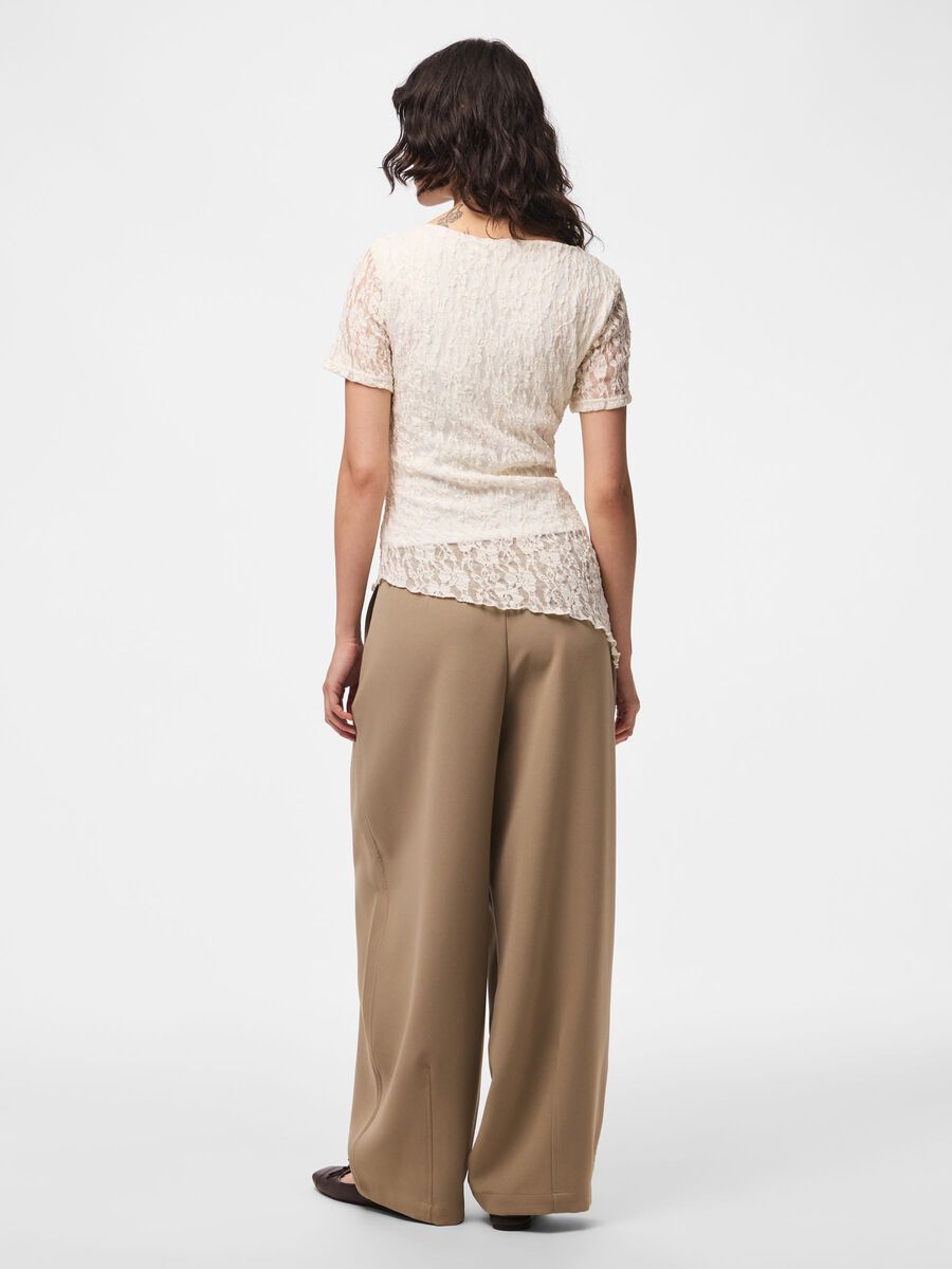 Product carousel image 2 PCARIANA ASYMMETRIC LACE  T-SHIRT, Cloud Dancer
