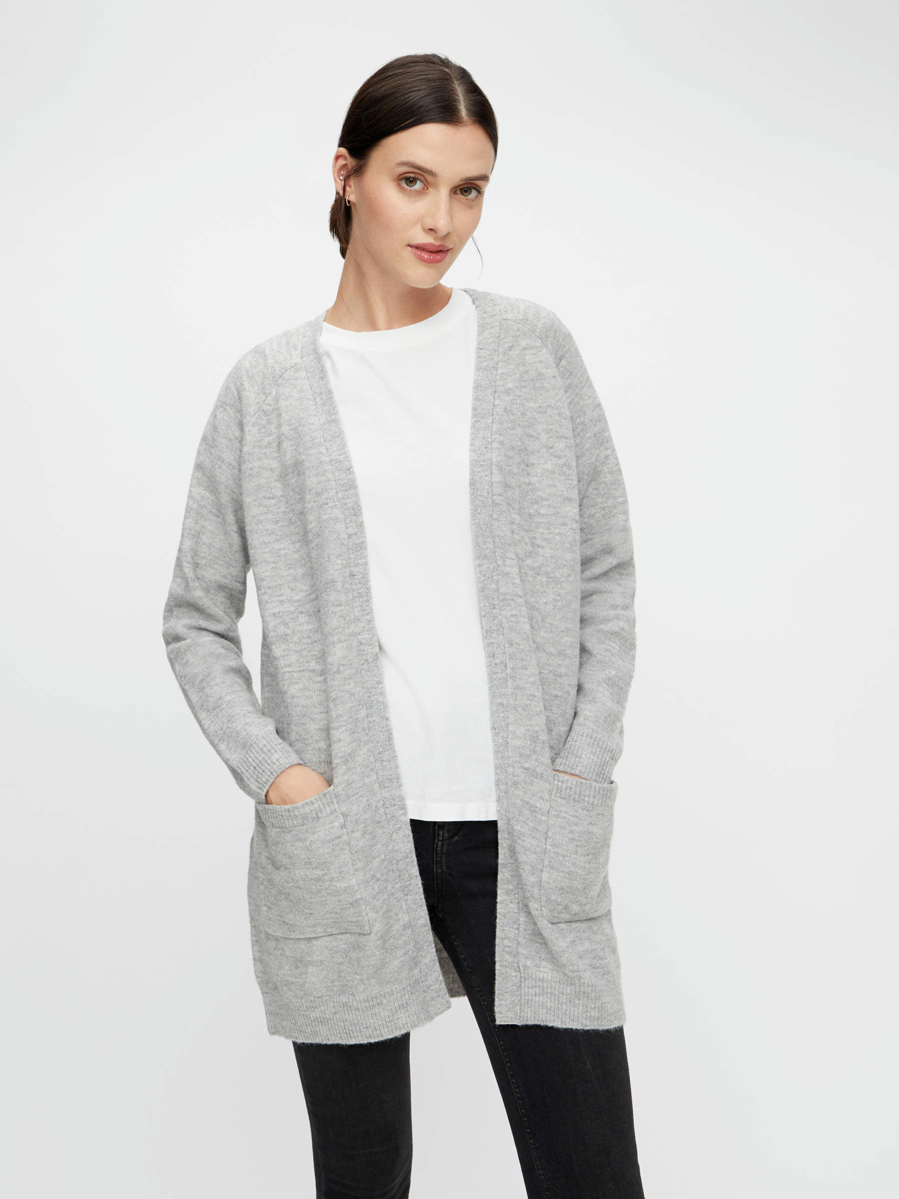 light grey knit cardigan