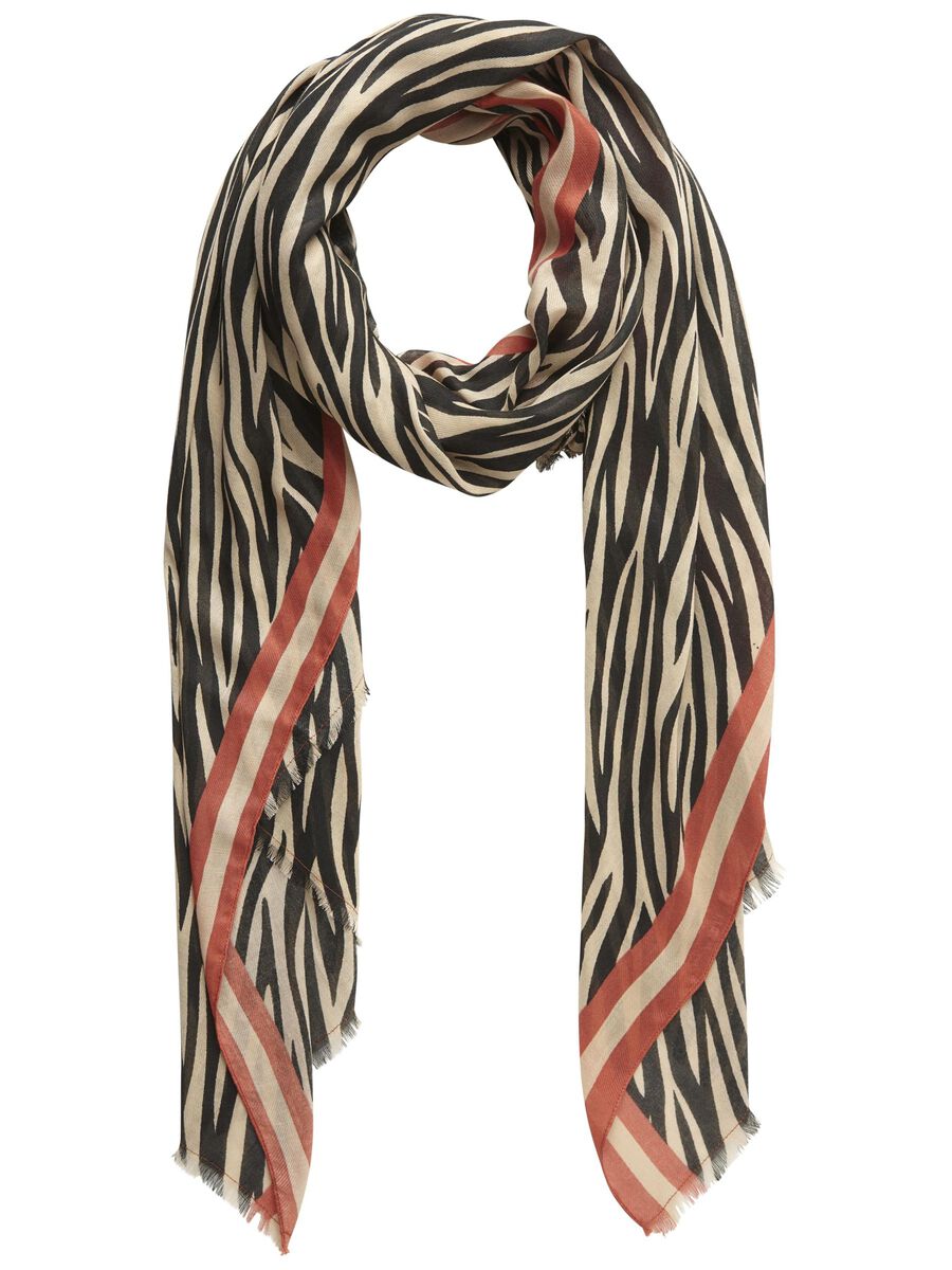 Pieces ZEBRA-PRINT SCARF, White Pepper, highres - 17097469_WhitePepper_001.jpg