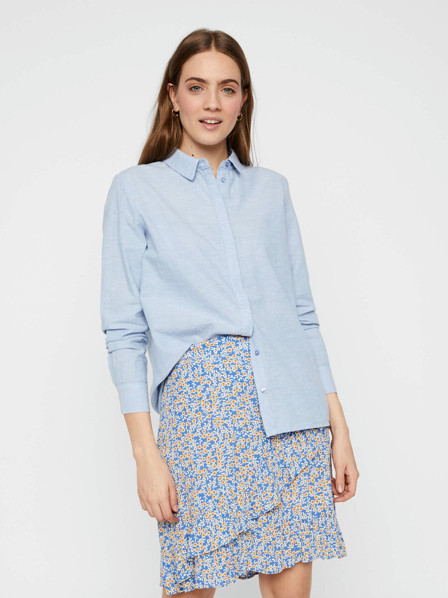 Pieces COTTON-LINEN BLEND SHIRT, Kentucky Blue, highres - 17104561_KentuckyBlue_003.jpg