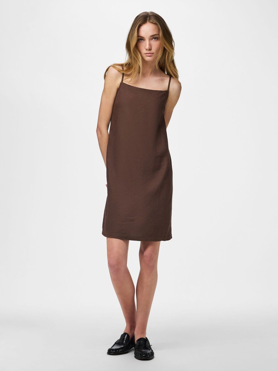 Carousel image - PCPIA STRAP LINEN BLEND MINI DRESS, Coffee Quartz | 3