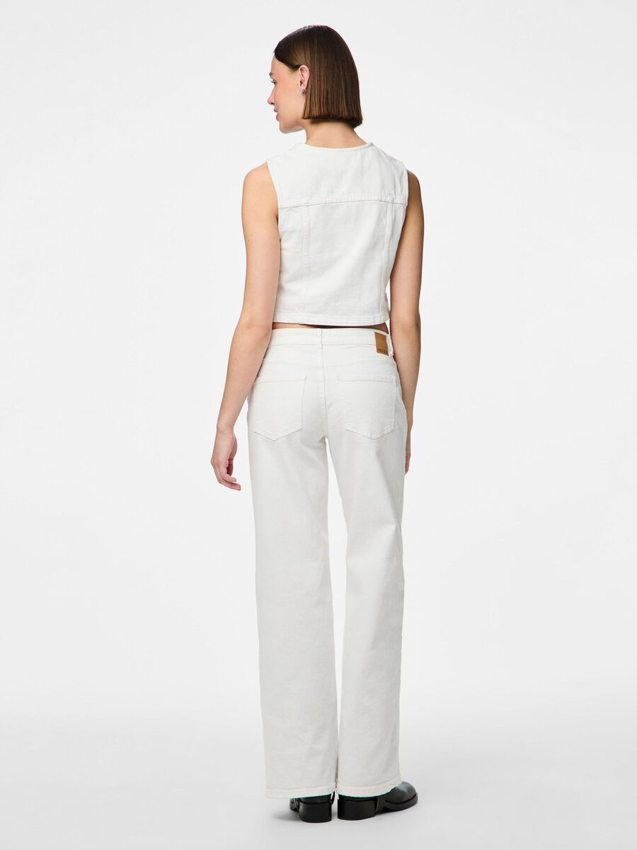 Pieces PCSELMA LW WIDE FIT JEANS, Bright White, highres - 17155104_BrightWhite_004.jpg