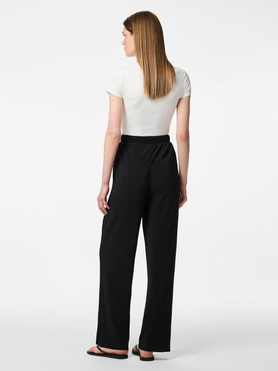 Pieces PCFLORA HW WIDE-LEG TROUSERS, Black, highres - 17155400_Black_004.jpg