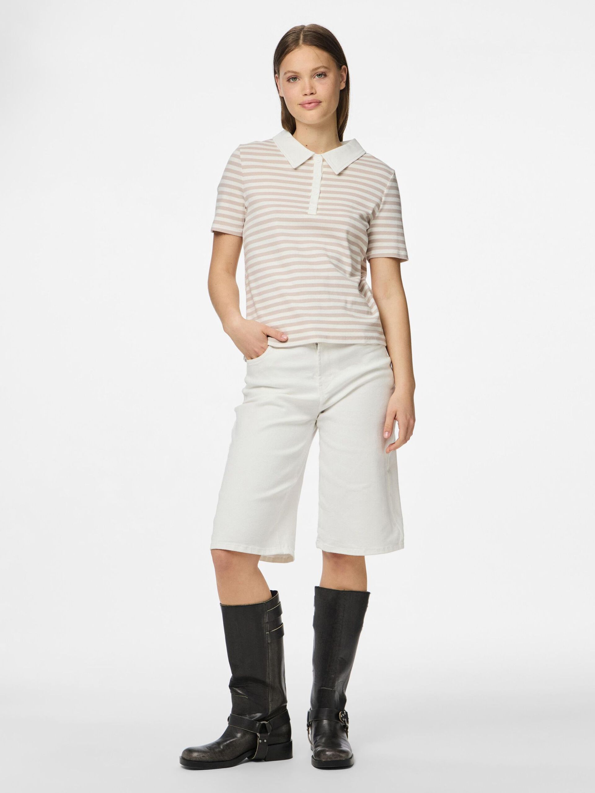 Carousel image - PCDONNA RIB POLO TOP, Silver Gray | 3