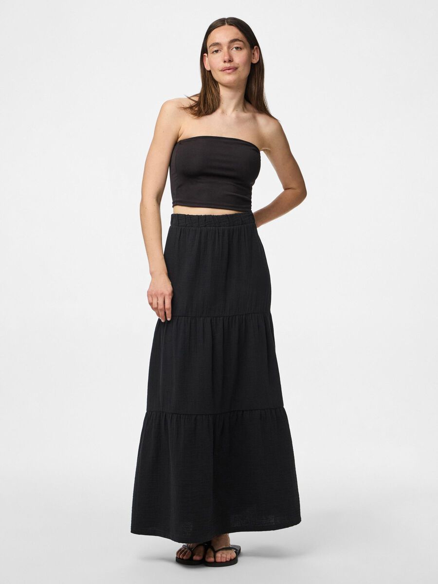 Carousel image - PCSIKKA HW COTTON MAXI SKIRT, Black | 3