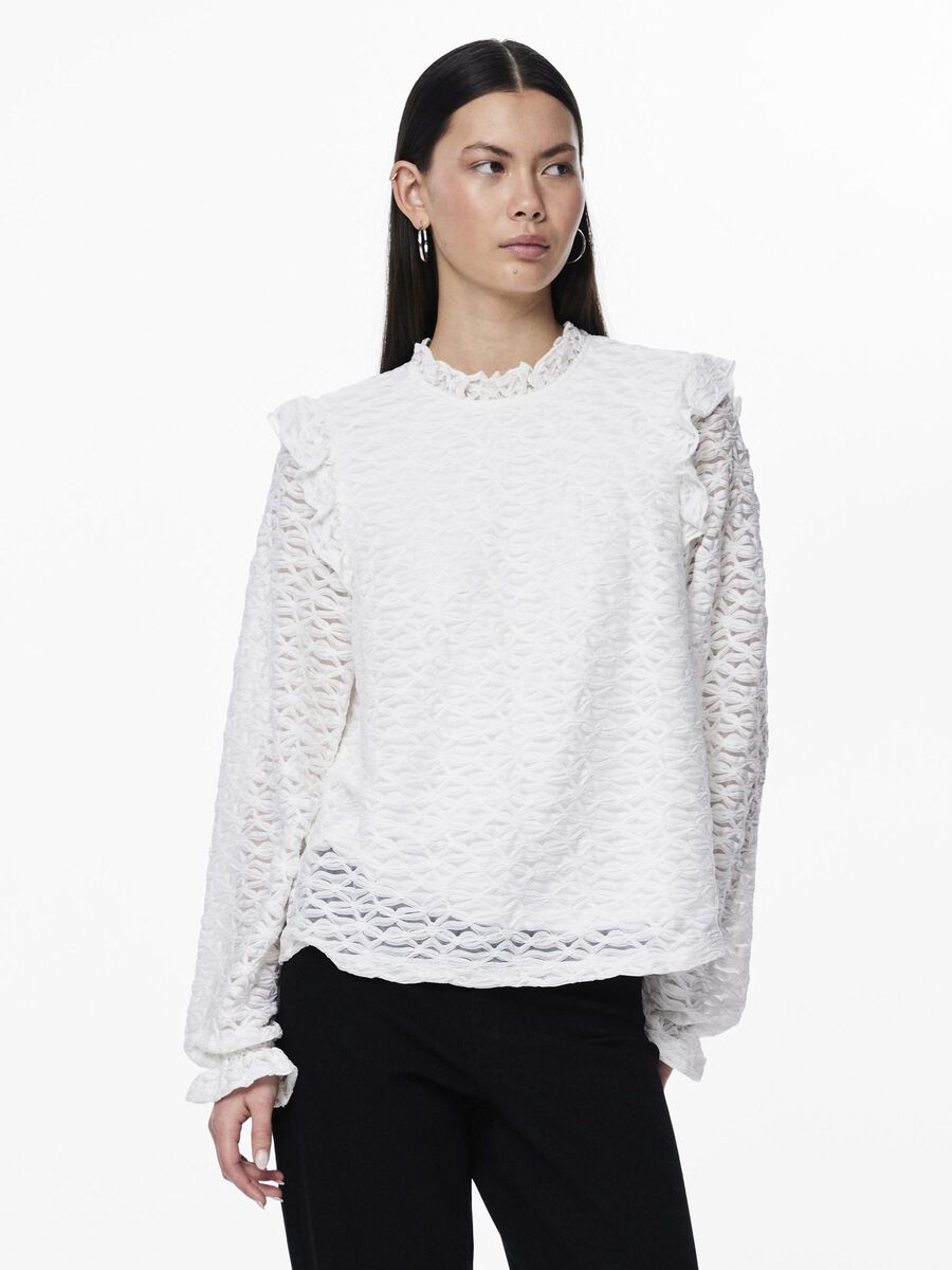 Pieces PCJOLLINE LONG SLEEVED BLOUSE, Bright White, highres - 17150892_BrightWhite_003.jpg