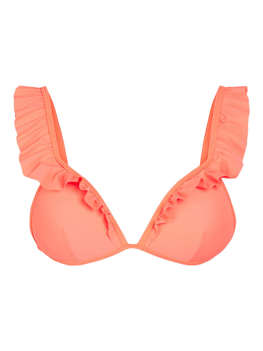 Pieces VOLANTDETAIL BIKINI-TOP, Fiery Coral, highres - 17101735_FieryCoral_001.jpg