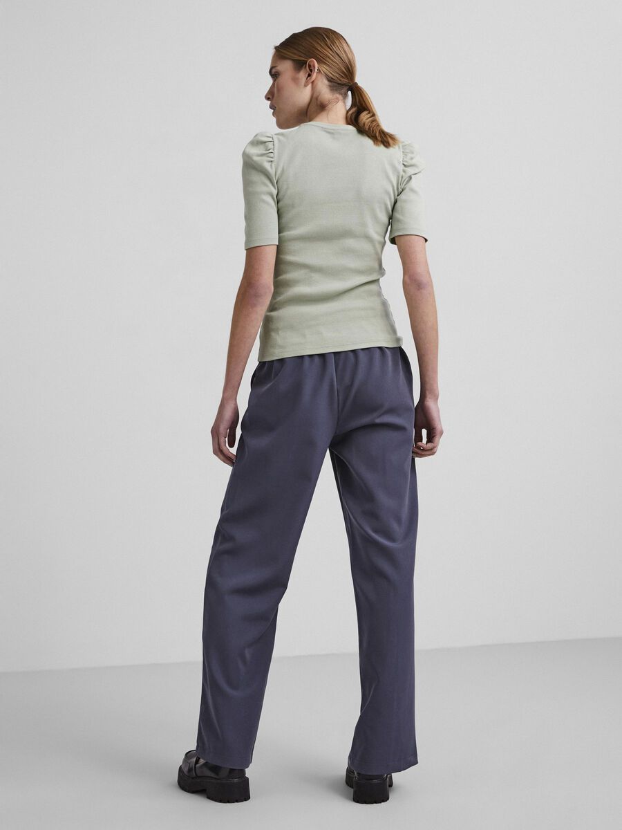 Pieces PUFF SLEEVED RIB TOP, Silt Green, highres - 17110522_SiltGreen_004.jpg