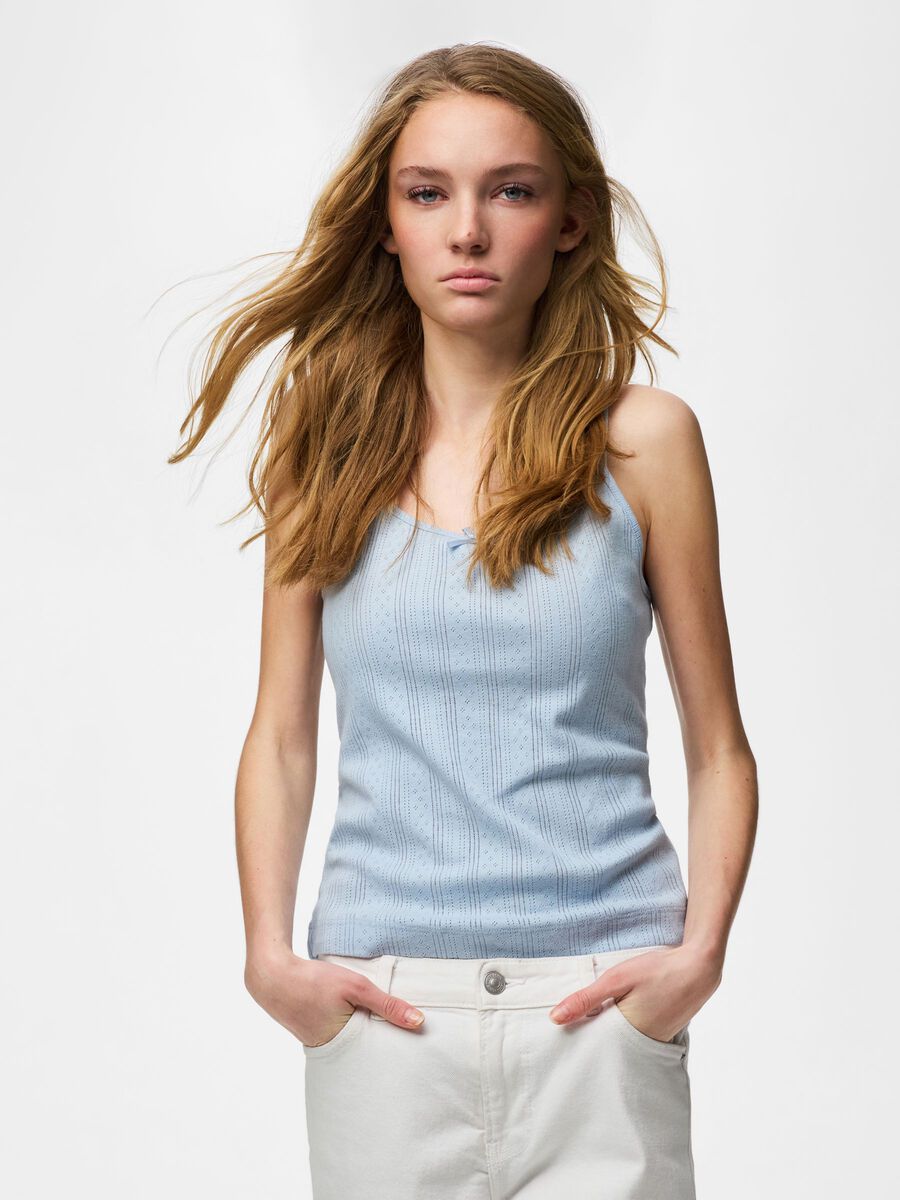 Product carousel image - PCMARIE POINTELLE TOP, Cashmere Blue | 1