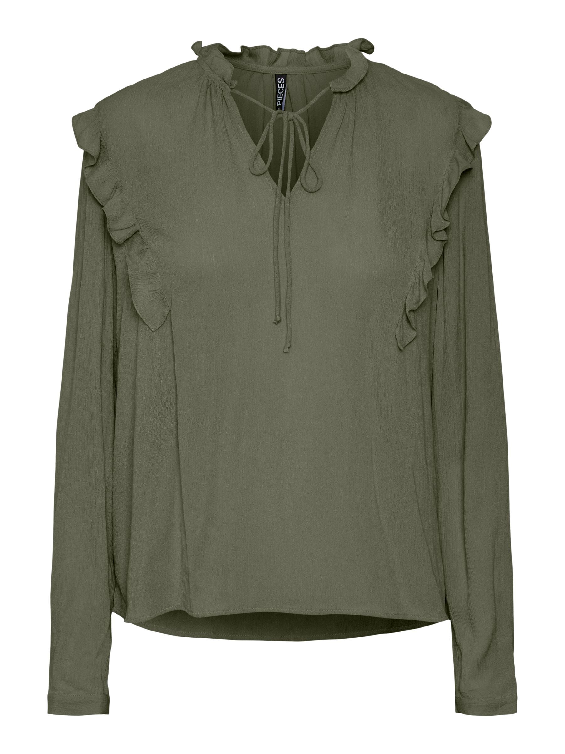 PCJUSTINE LONG SLEEVED T SHIRT Green PIECES Belgium