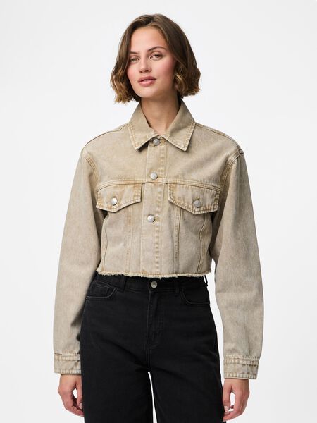 Pieces PCFAY DENIM JACKET, Sandshell, highres - 17158358_Sandshell_003.jpg
