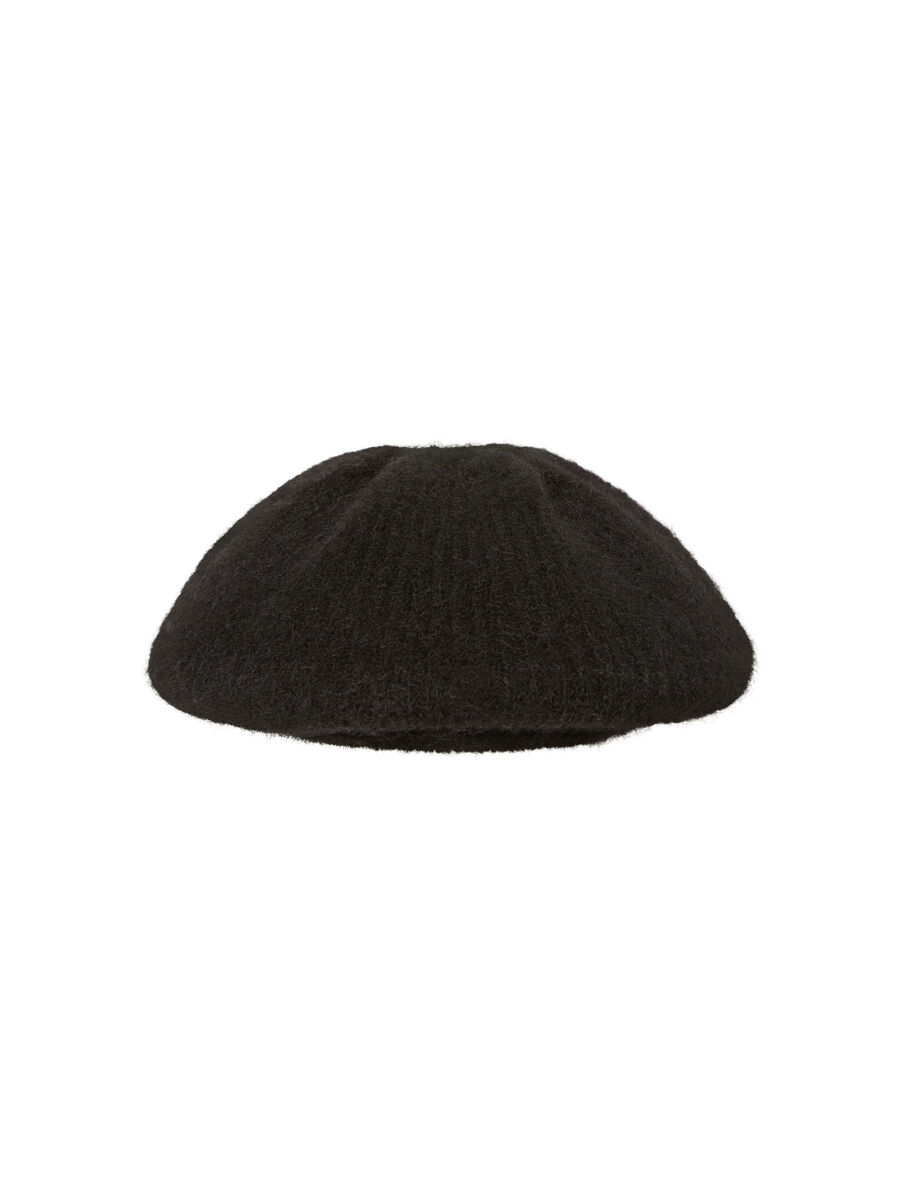 Pieces WOOL BERET HAT, Black, highres - 17090709_Black_001.jpg