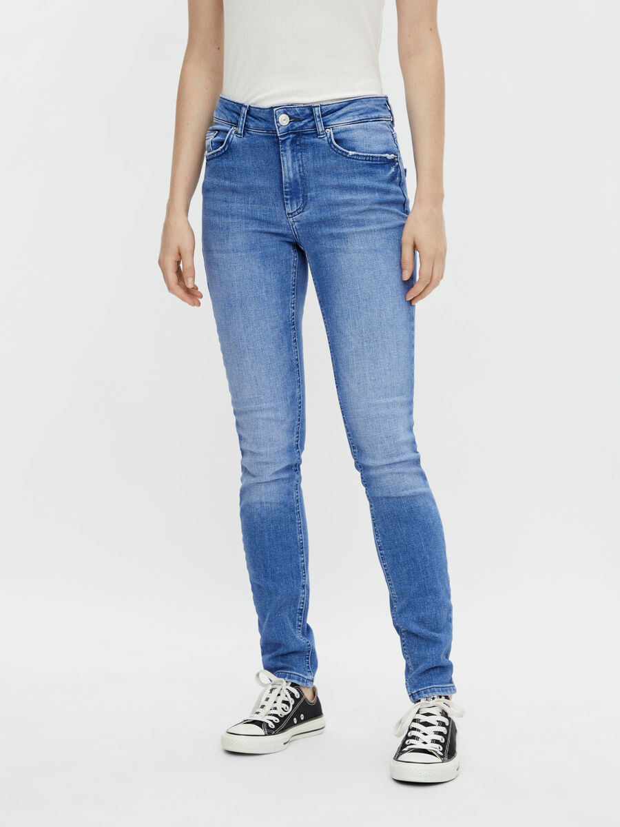 Pieces PCDELLY SKINNY FIT JEANS, Medium Blue Denim, highres - 17114905_MediumBlueDenim_003.jpg