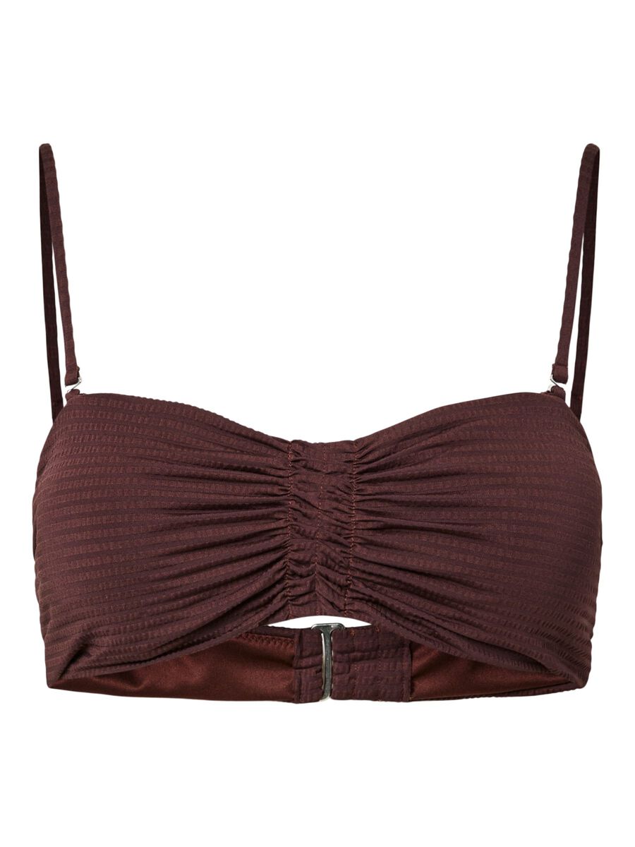 Product carousel image - PCKAYA SEERSUCKER  BIKINI TOP, Deep Mahogany | 2
