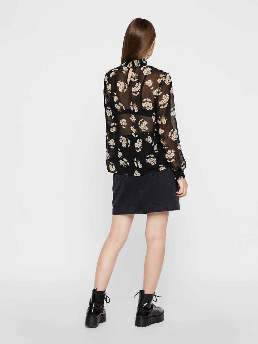 Pieces HIGH-NECK PRINTED BLOUSE, Black, highres - 17100972_Black_731120_004.jpg