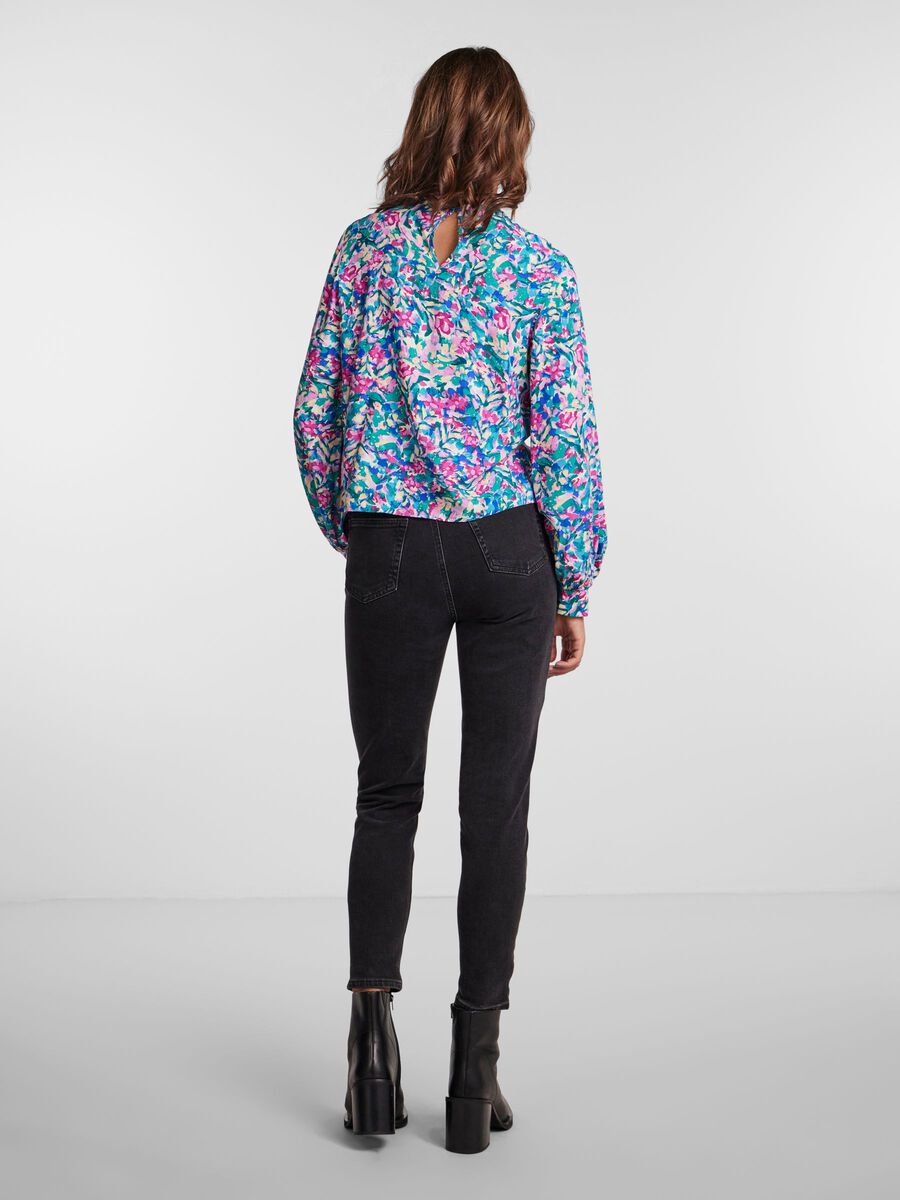 Pieces PCFANNIA LONG SLEEVED BLOUSE, Blue Atoll, highres - 17141761_BlueAtoll_1054046_004.jpg