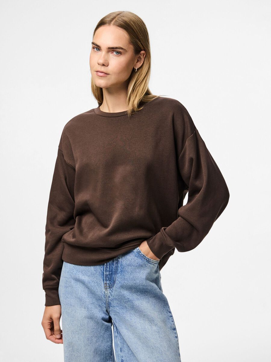 Pieces PCCHILLI LOOSE FIT SWEATSHIRT, Hot Fudge, highres - 17156302_HotFudge_003.jpg