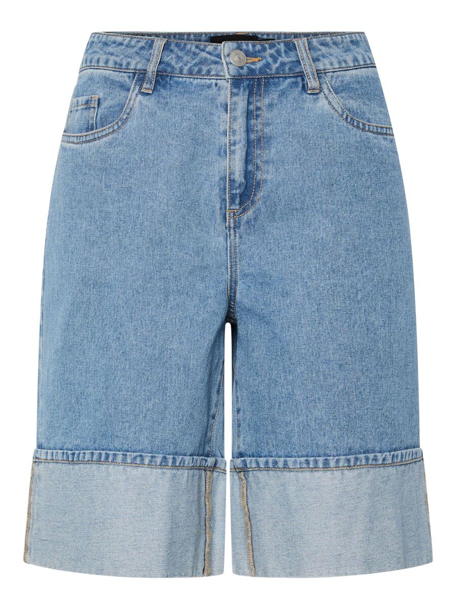Pieces PCMINDY - LONG TMH SHORTS EN JEAN, Light Blue Denim, highres - 17161336_LightBlueDenim_001.jpg
