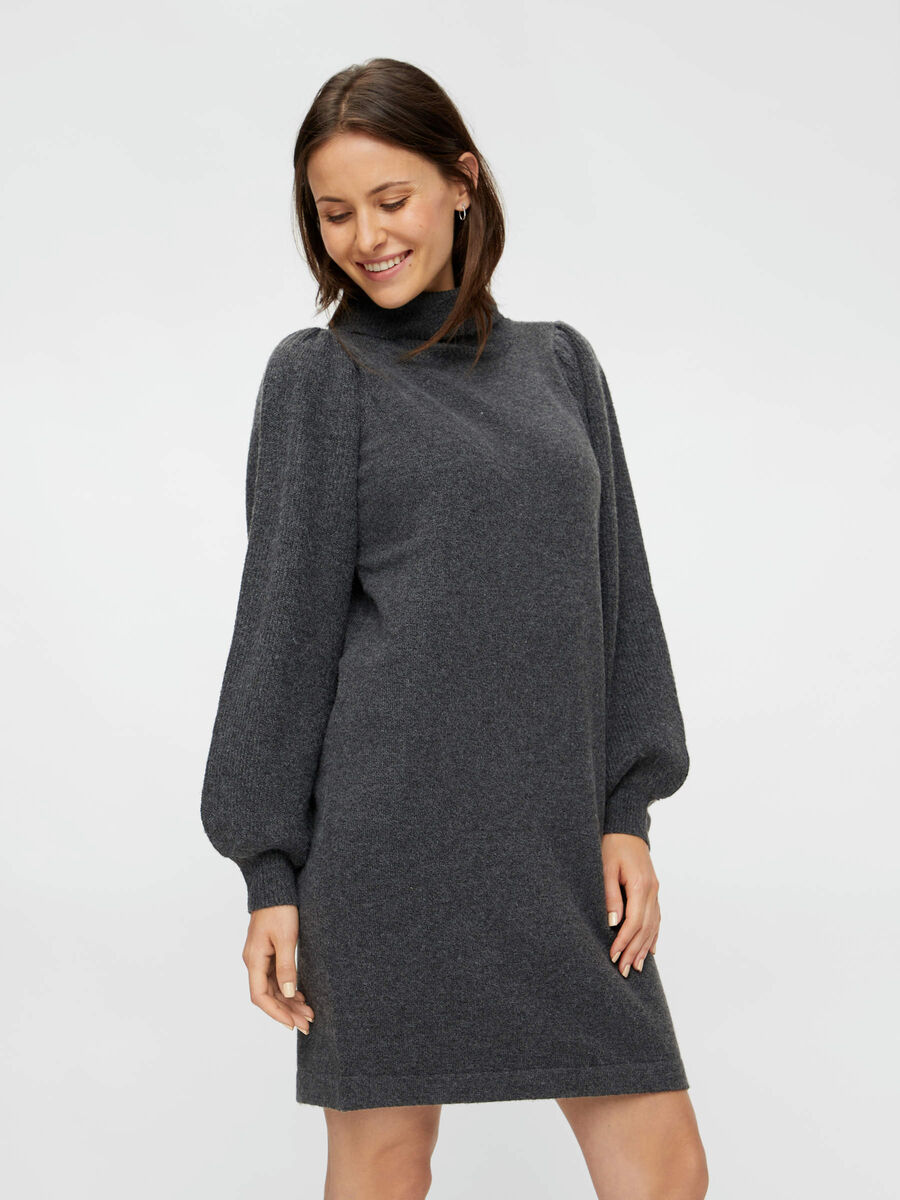 Pieces ROLLKRAGEN STRICKKLEID, Dark Grey Melange, highres - 17109936_DarkGreyMelange_003.jpg
