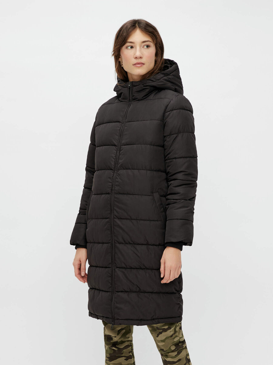 Pieces LONG PADDED JACKET, Black, highres - 17105583_Black_003.jpg