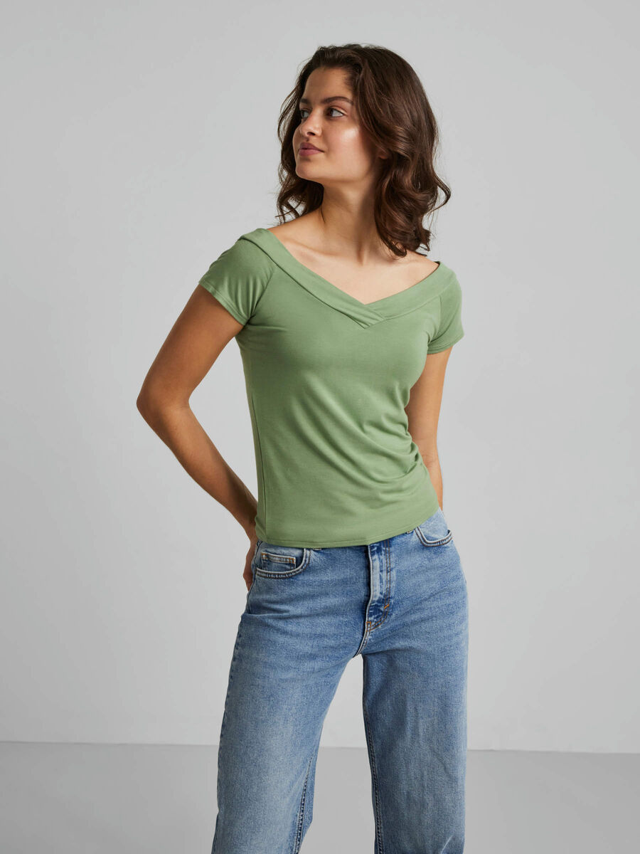 Pieces OFF SHOULDER -TOPPI, Hedge Green, highres - 17106393_HedgeGreen_003.jpg