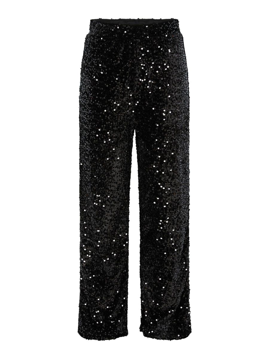 Pieces PCKAM SEQUIN WIDE-LEG TROUSERS, Black, highres - 17132964_Black_1146675_001.jpg