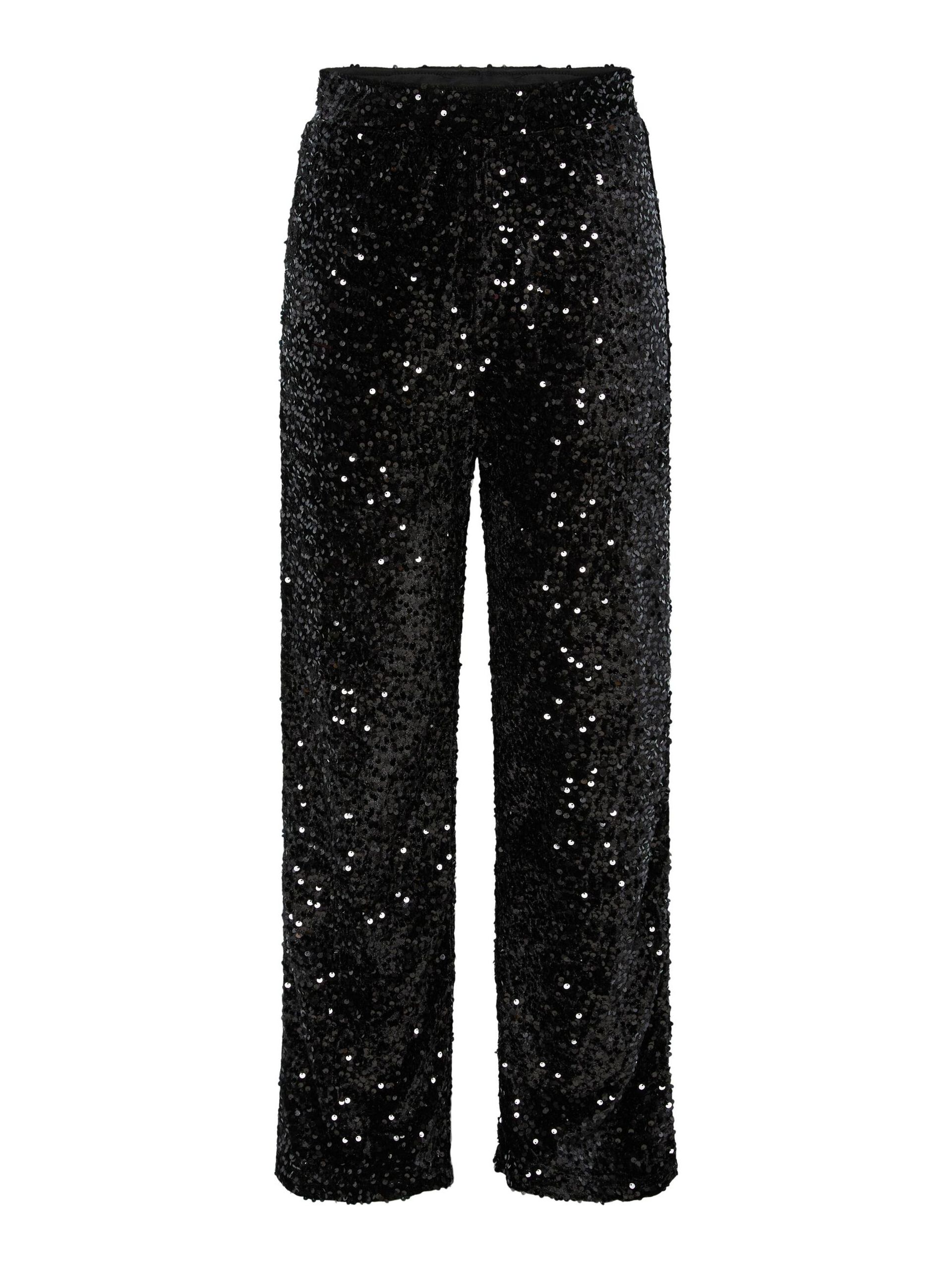 Carousel image - PCKAM SEQUIN WIDE-LEG TROUSERS, Black | 6