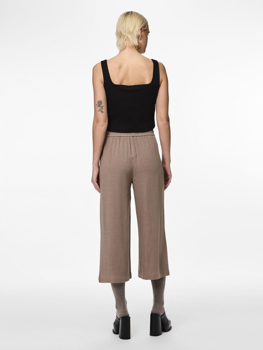 Pieces PCVINSTY LINEN-BLEND TROUSERS, Fossil, highres - 17124361_Fossil_004.jpg