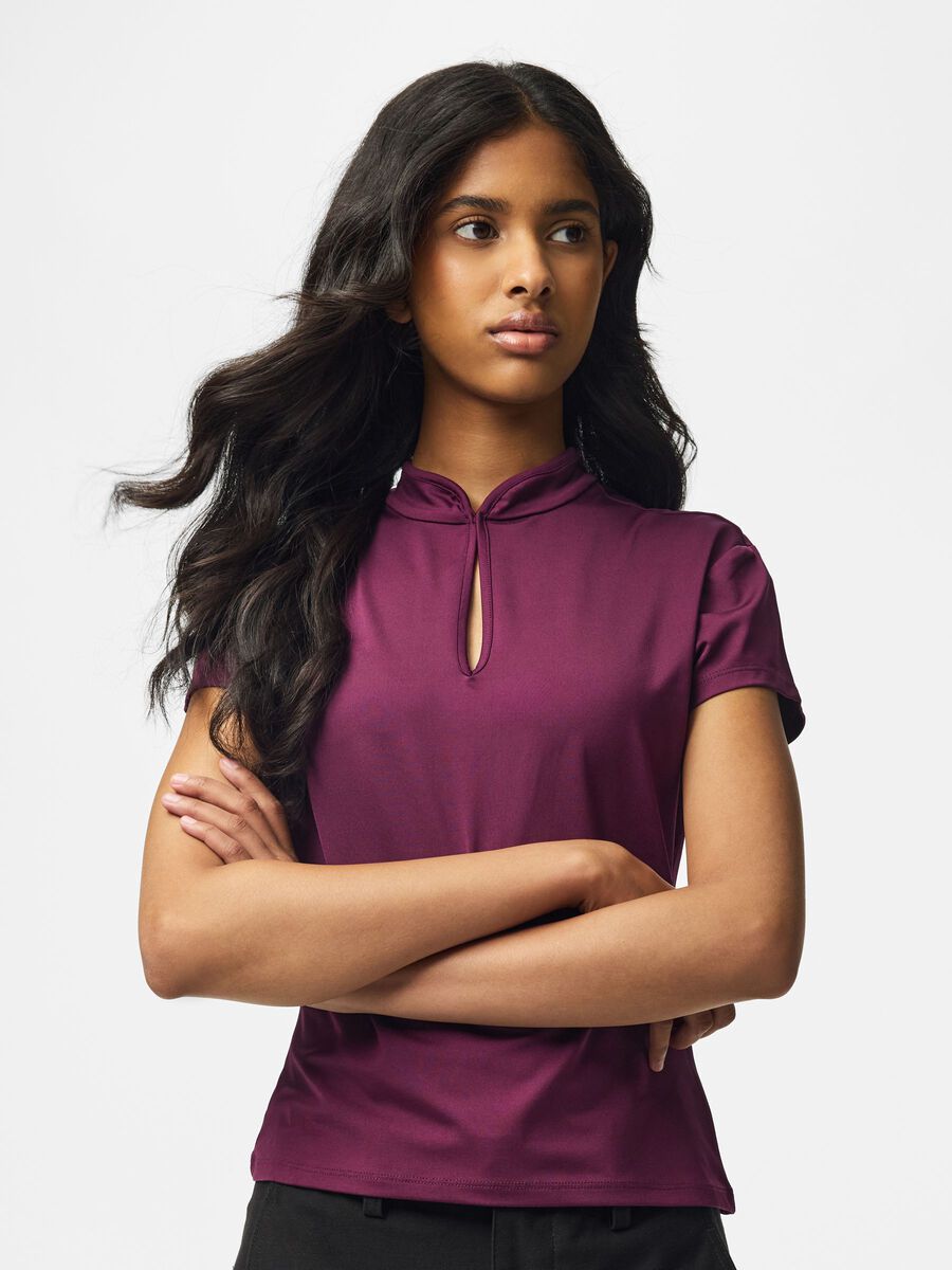 Carousel image 6 PCAIDA HIGH NECK SHORT SLEEVED TOP, Pickled Beet