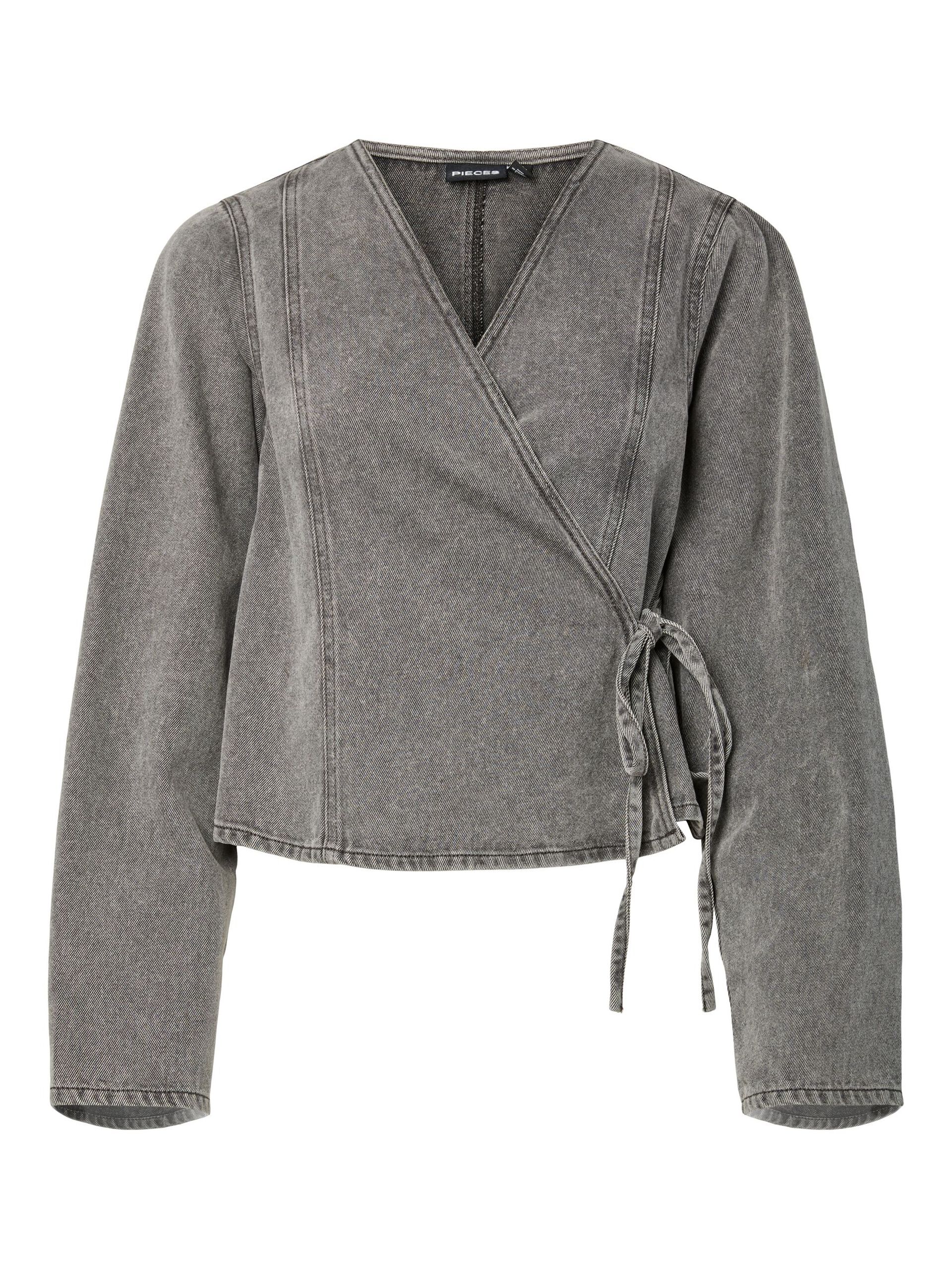 Carousel image - PCFENNA DENIM WRAP BLOUSE, Grey Denim | 6
