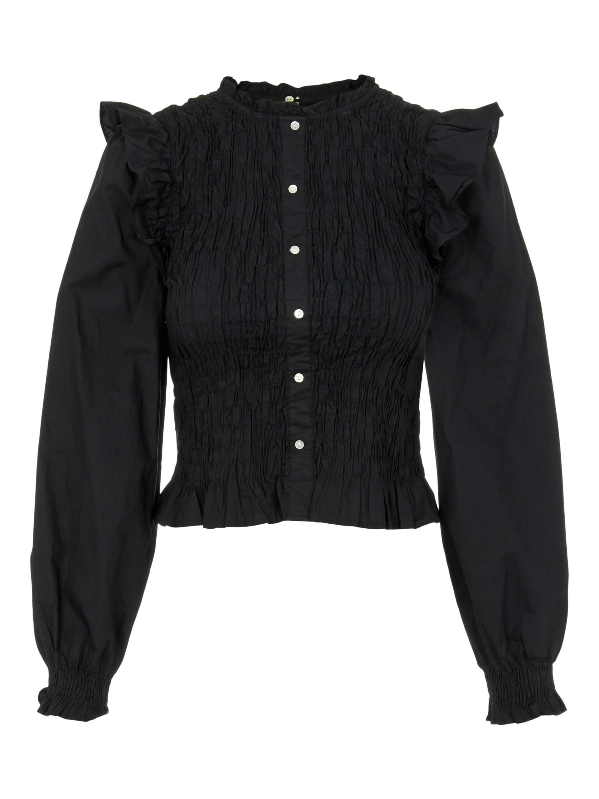 Carousel image - SMOCK LANGÆRMET BLUSE, Black | 5