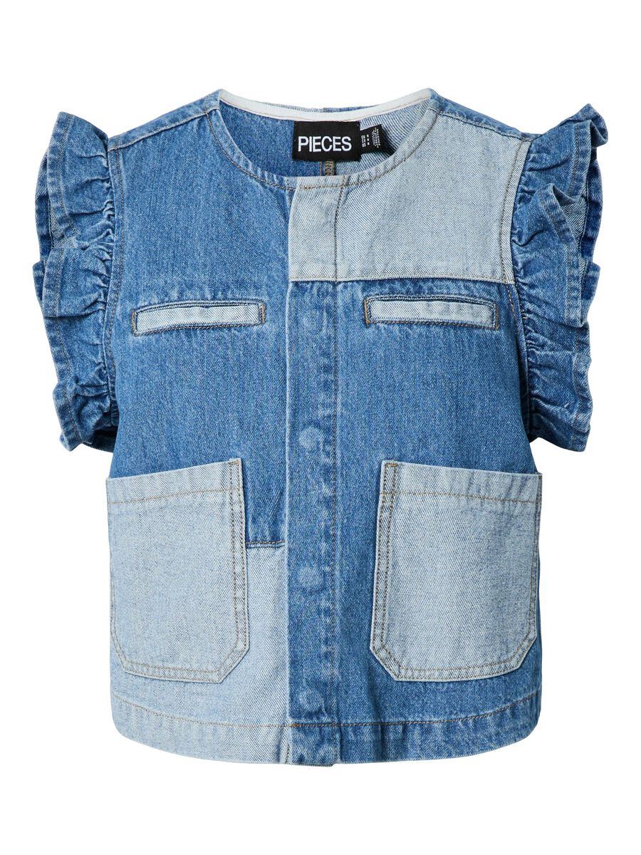Carousel image - GILET IN DENIM, Medium Blue Denim | 6