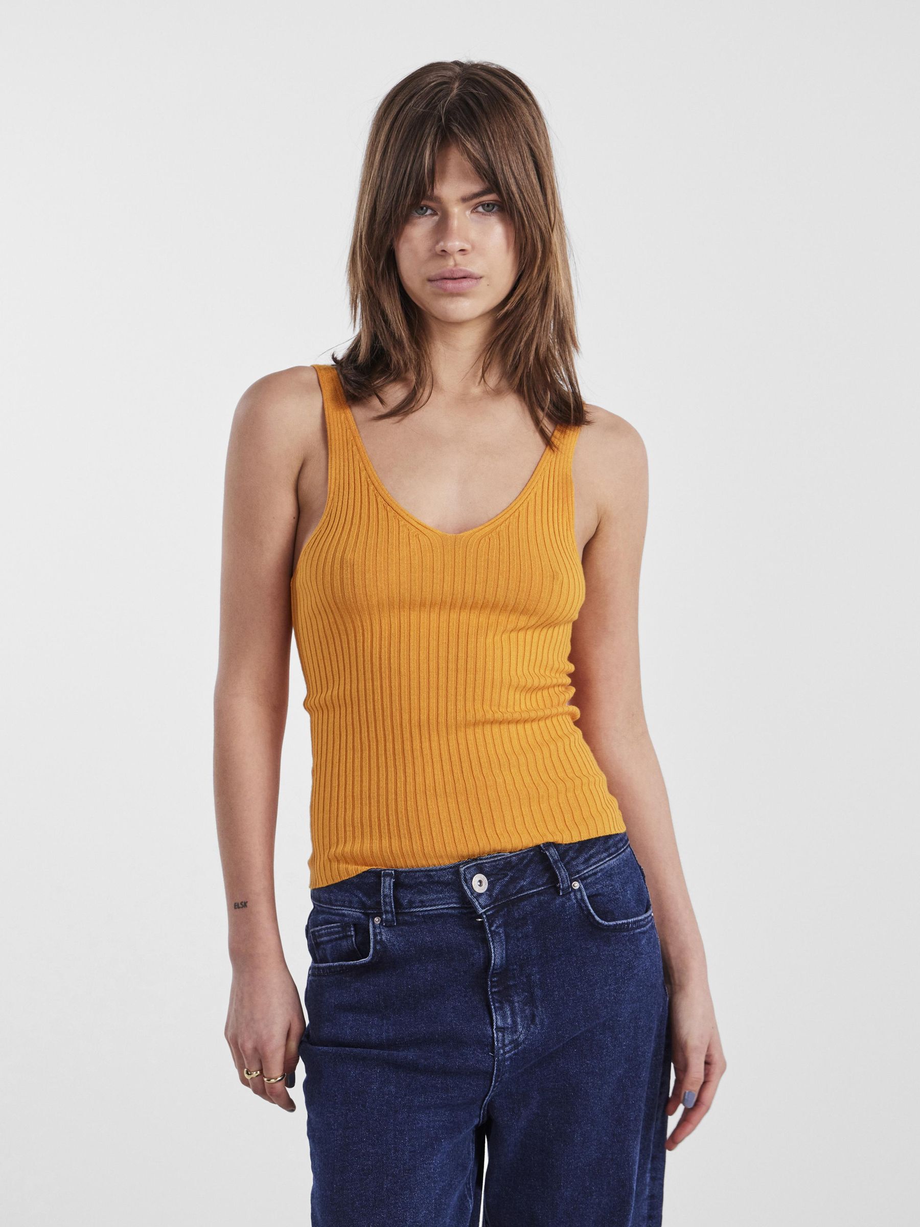TOP A MAGLIA Arancione PIECES Italia