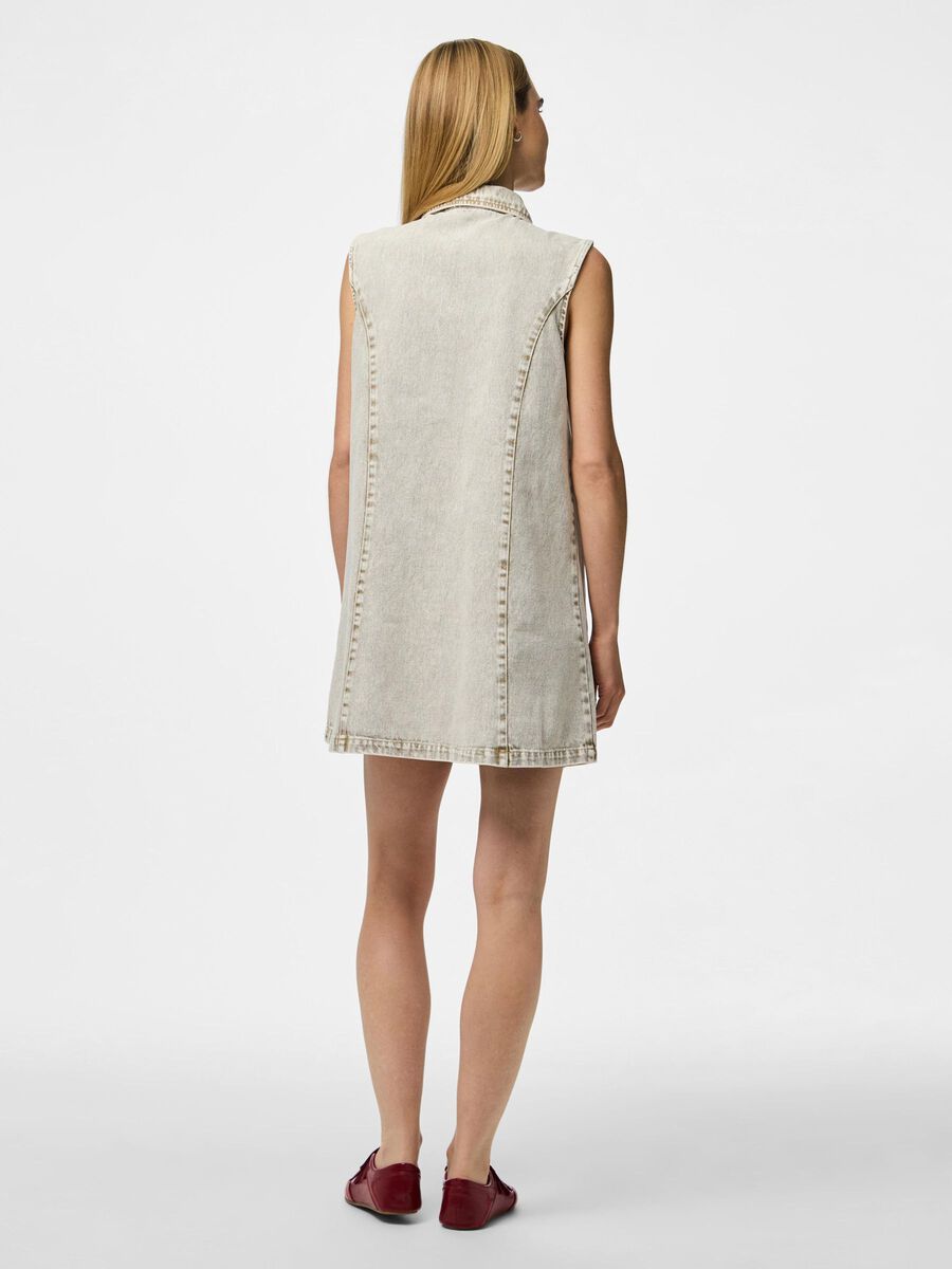 Pieces PCFAY DENIM MIDIKLÄNNING, Sandshell, highres - 17158372_Sandshell_004.jpg