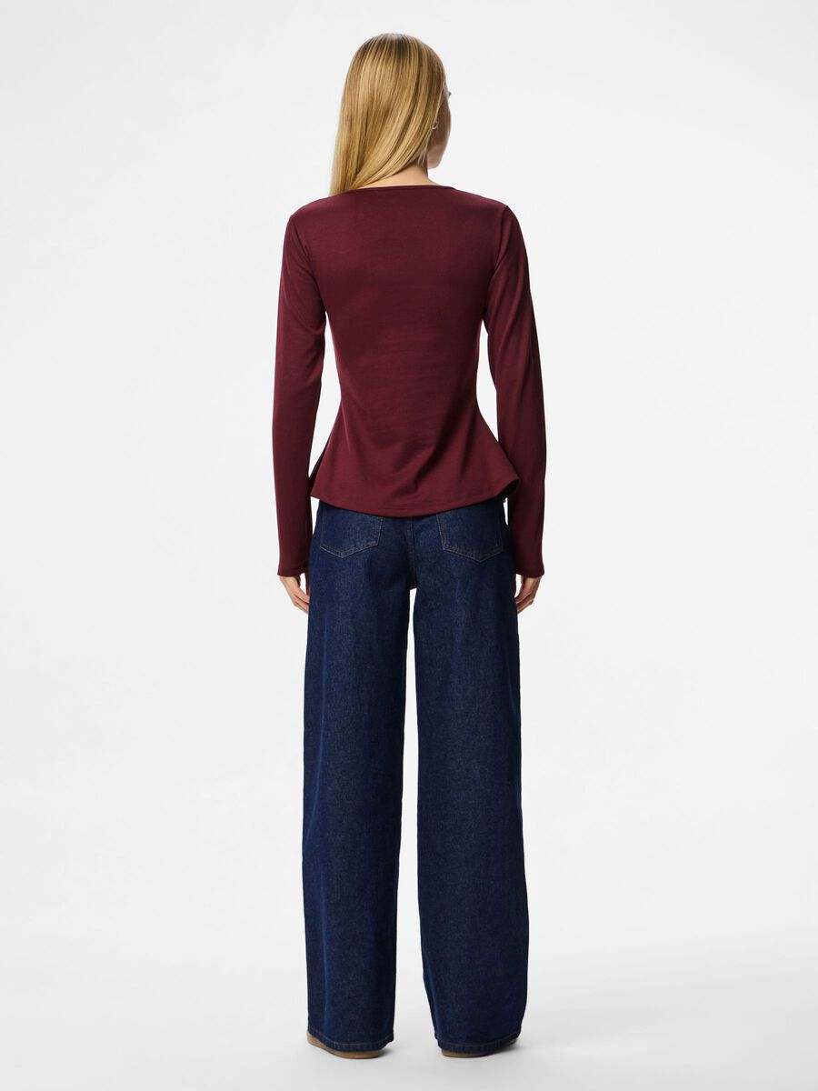 Product carousel image - PCLUCCI PEPLUM LONG SLEEVED TOP, Tawny Port | 2