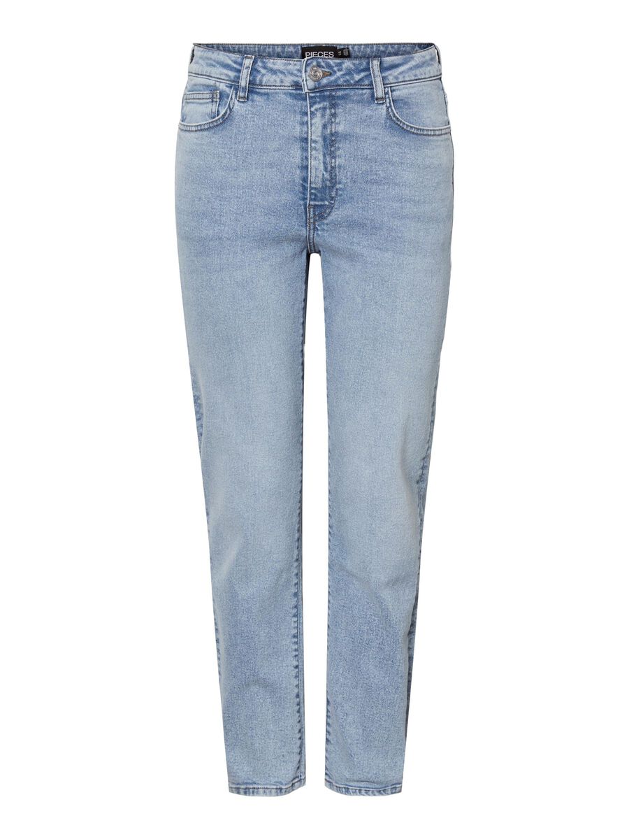 Pieces PCBELLA HW TAPERED FIT JEANS, Light Blue Denim, highres - 17147971_LightBlueDenim_001.jpg