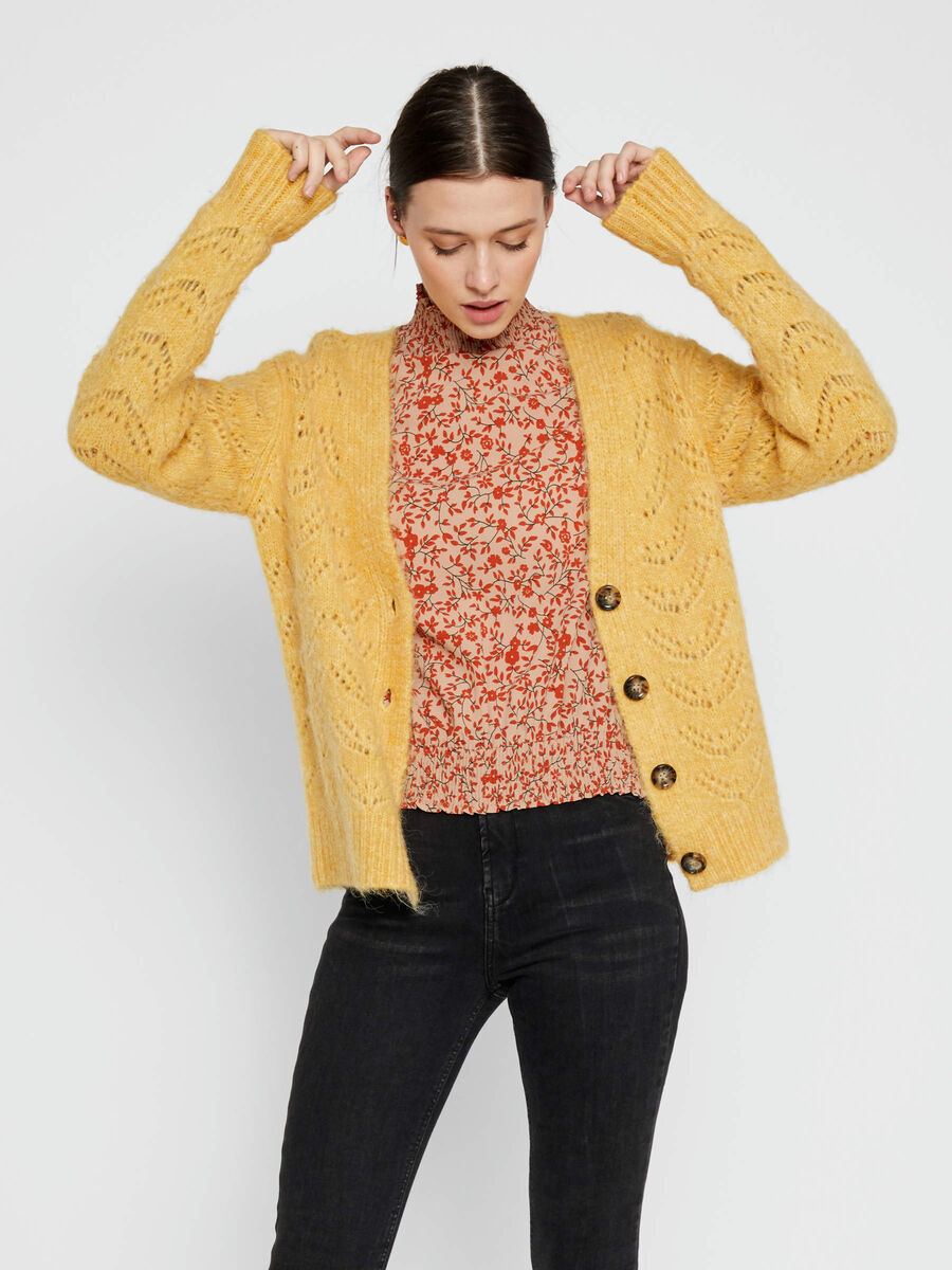 Pieces MØNSTRETE STRIKKET CARDIGAN, Nugget Gold, highres - 17106370_NuggetGold_800167_003.jpg