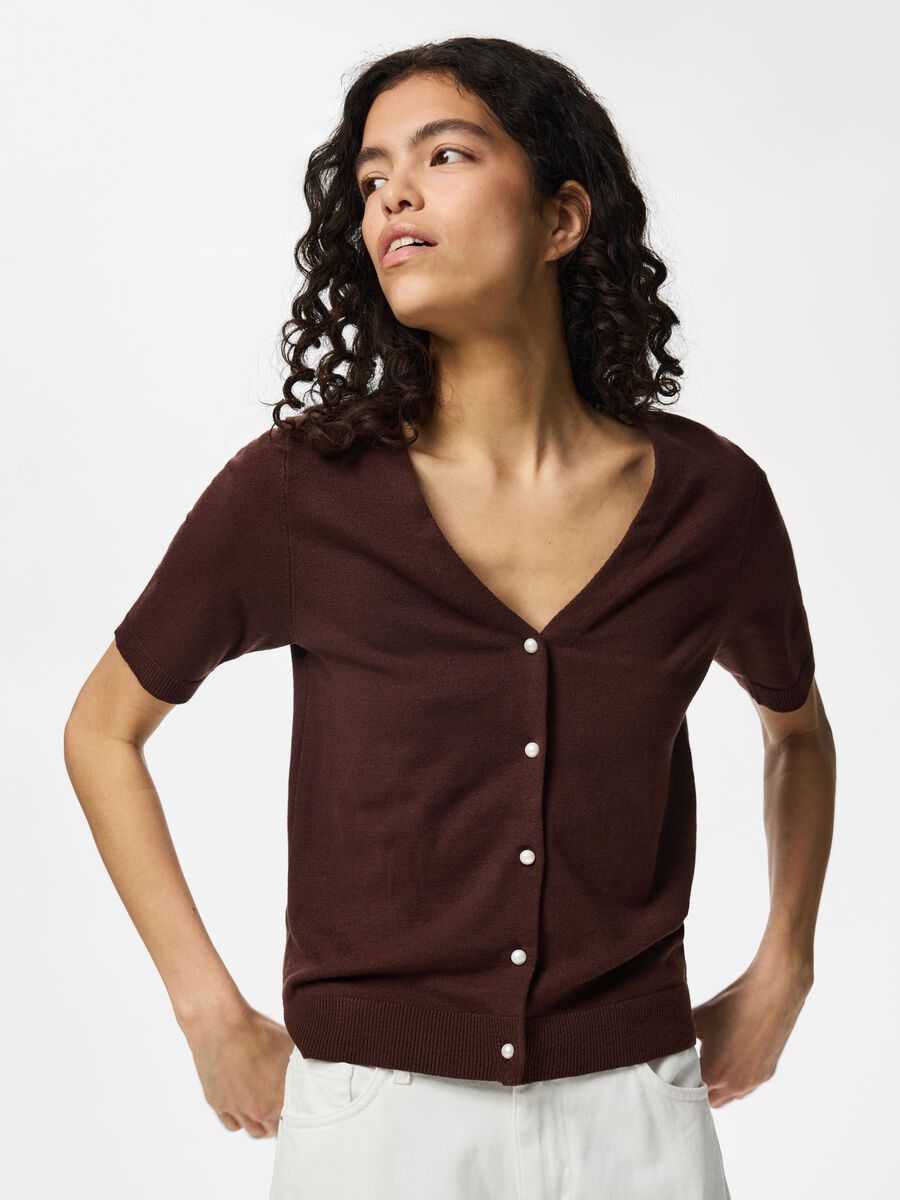 Carousel image - PCNORA V-NECK  KNITTED CARDIGAN, Chicory Coffee | 7