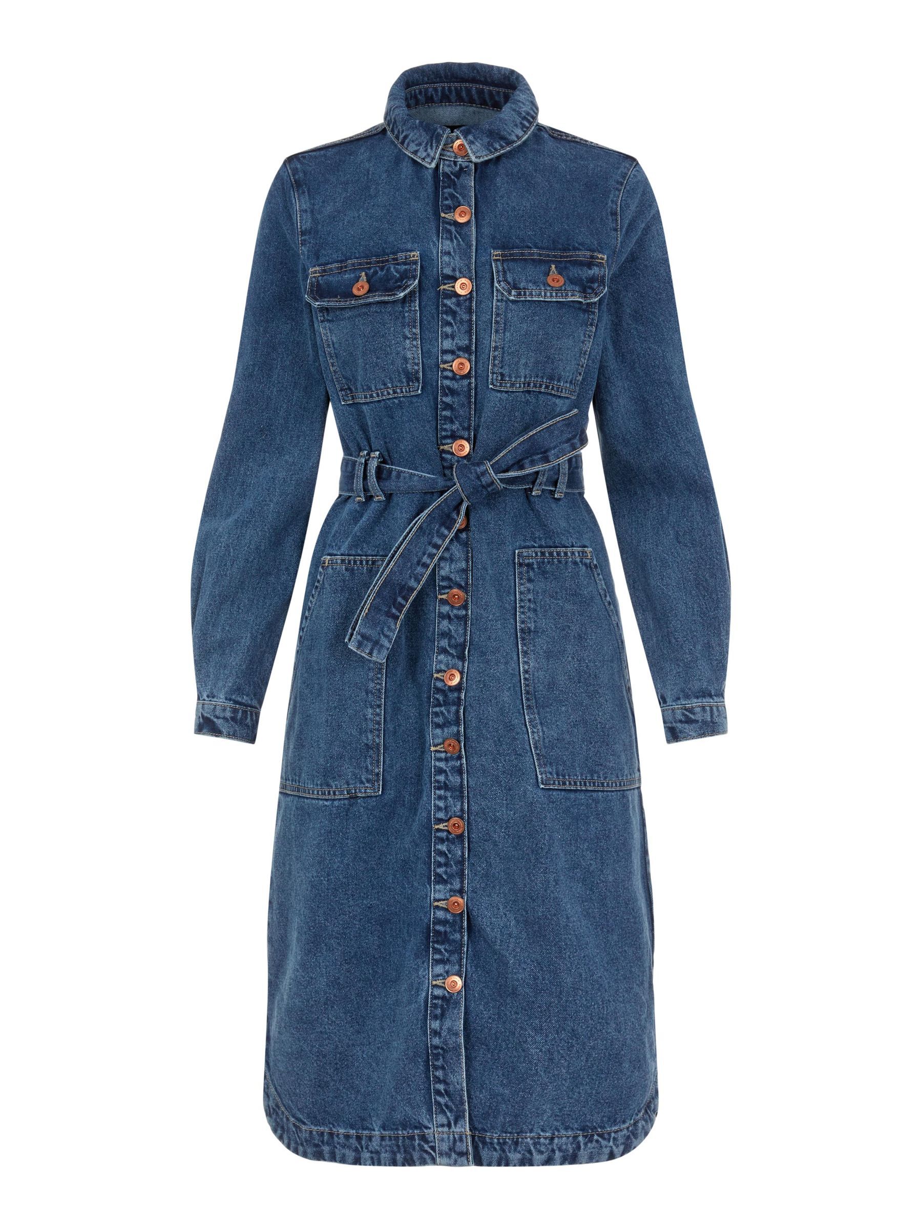 LONGSLEEVE DENIM JURK Blau PIECES Belgie